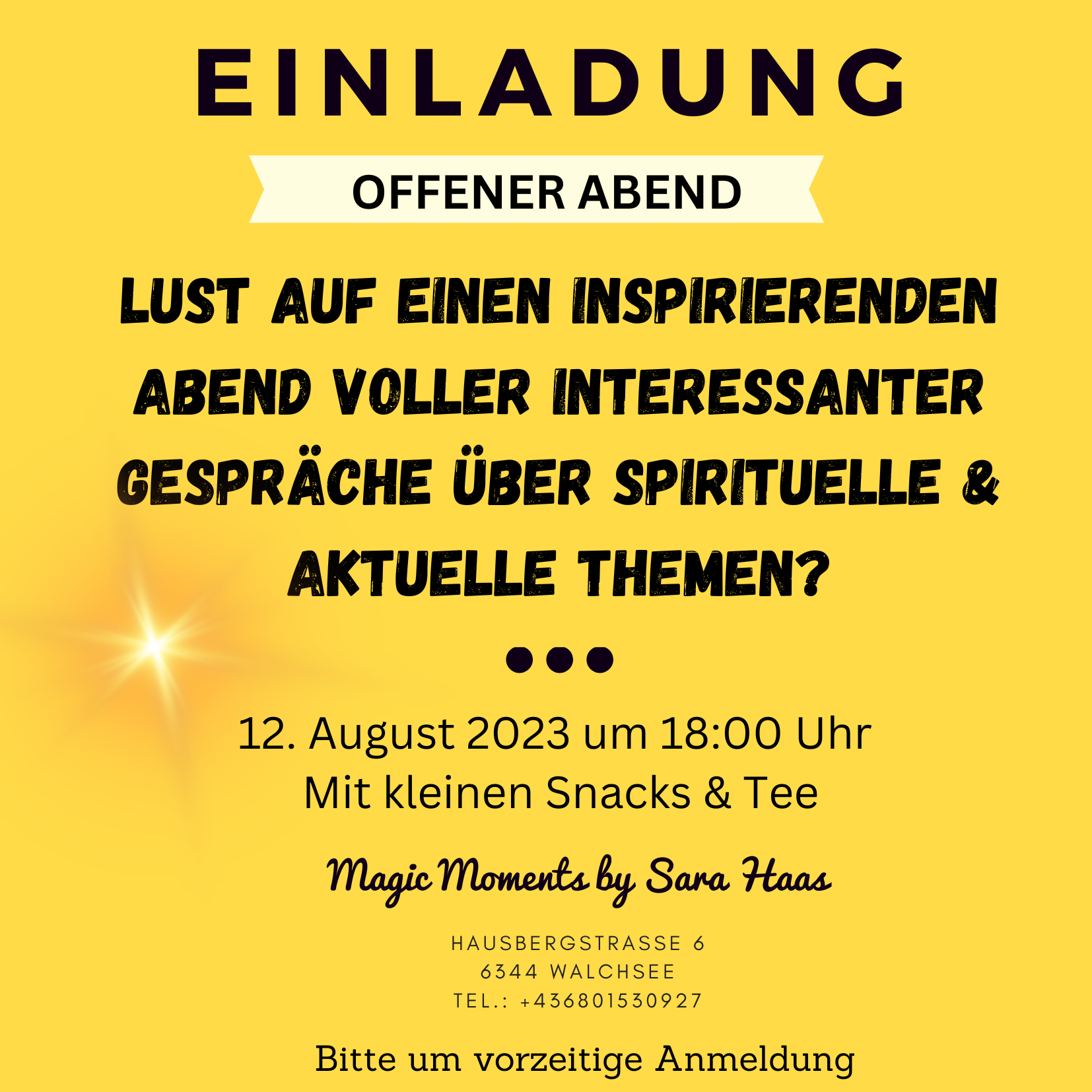 Einladung - Offener Abend 12.08.2023