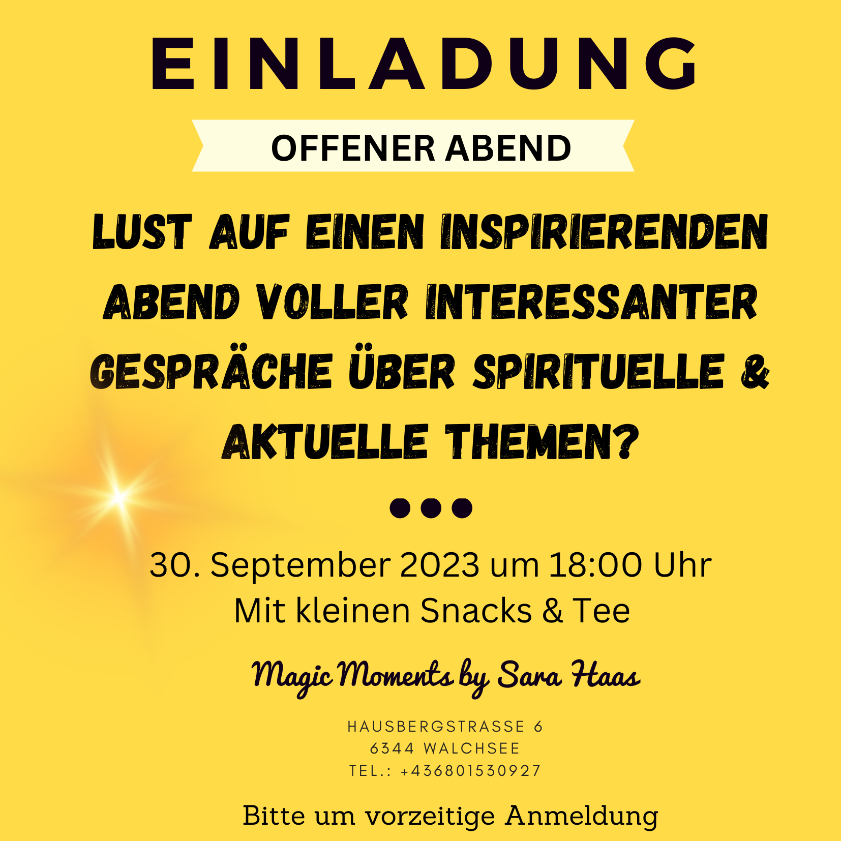 Einladung - Offener Abend 30.09.2023