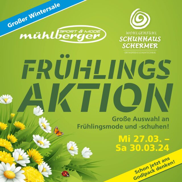 Frühlingsaktion 2024 bei Sport Mühlberger und Schuhhaus Schermer