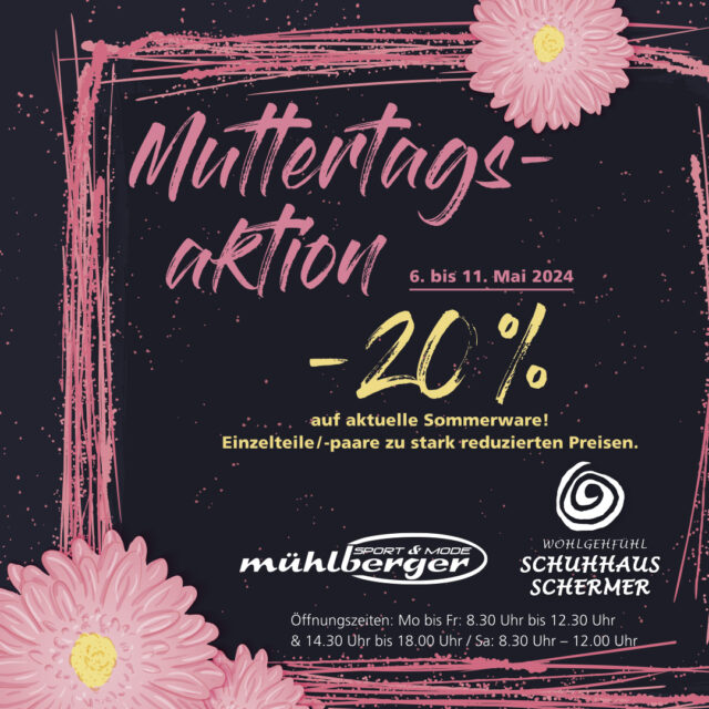 Muttertagsaktion 2024 bei Sport Mühlberger und Schuhhaus Schermer