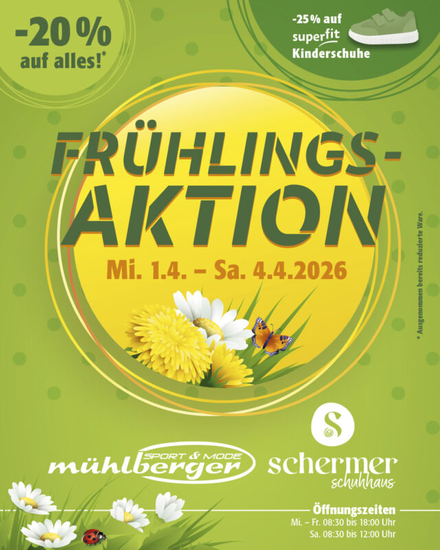 Frühlingsaktion 2026 bei Sport Mühlberger und Schuhhaus Schermer